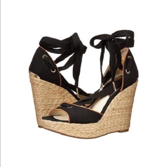 Michael Kors - black lace up wedges - size 8 - Picture 1 of 8